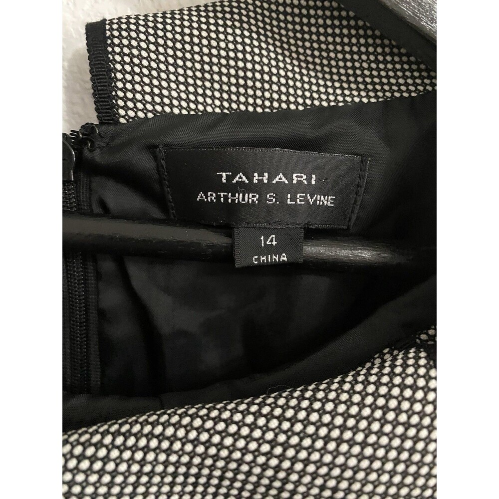 Tahari ASL Short Sleeve Asymmetrical Collar Black White Mini Dress 14 G58 - Picture 3 of 7